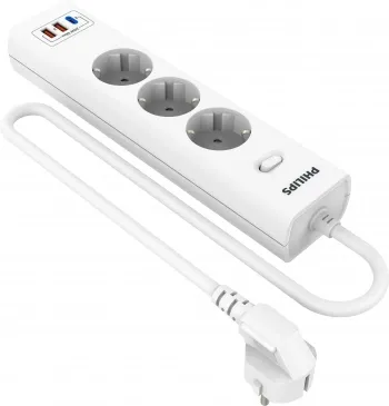 Сетевой фильтр Philips CHP4336WA/51, 2м, 3 розетки, белый