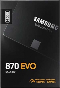  SSD Samsung 250GB 870 EVO, V-NAND 3-bit MLC, MGX, 2.5