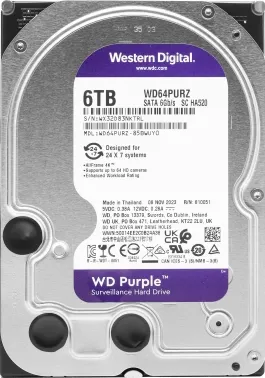   WESTERN DIGITAL Purple Surveillance 6  SATA 3.0 256  5400 / 3,5 WD64PU