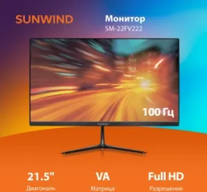  SunWind 21.5 SM-22FV222  VA 5ms 16:9 HDMI  250cd 178/178 1920x1080 100Hz F