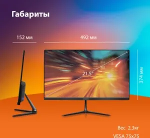  SunWind 21.5 SM-22FV222  VA 5ms 16:9 HDMI  250cd 178/178 1920x1080 100Hz F