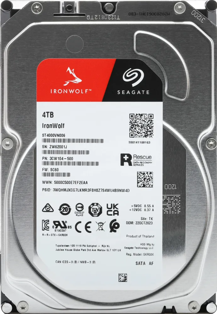   Seagate 4TB Ironwolf (ST4000VN006) {SATA 6.0Gb/s, 7200 rpm, 256mb buffer, 3.5