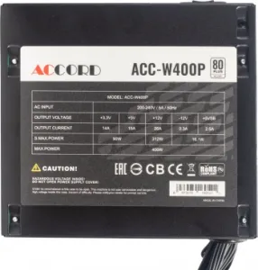   Accord ATX 400W ACC-W400P 80 PLUS WHITE (20+4pin) 120mm fan 6xSATA