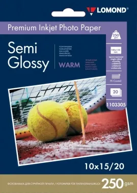 Фотобумага ПРЕМИУМ для стр.печати LOMOND 250 г/м2 односторонняя Semi-Glossy Warm 10х15см(20л)