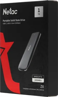   SSD Netac ZX 1Tb USB 3.2 Gen 2 Type-C NT01ZX-001T-32BK