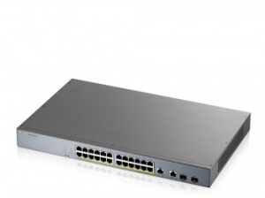  Zyxel GS1350-26HP, 24xGE PoE+, 2xCombo (SFP/RJ-45),  PoE 375 ,  