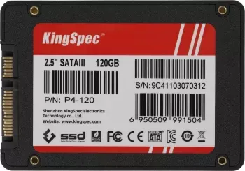  SSD KingSpec 120Gb P4 Series <P4-120>  2.5 (SATA3, up to 500/500MBs, 3D NAND, 25TBW)