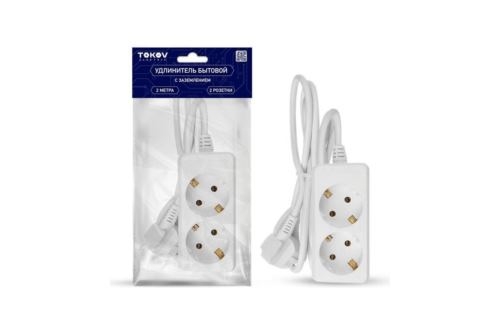 Удлинитель 2х1.5м с заземл. 10А 3х0.75 TOKOV ELECTRIC TKE-C01-BU2-1.5-075-Z