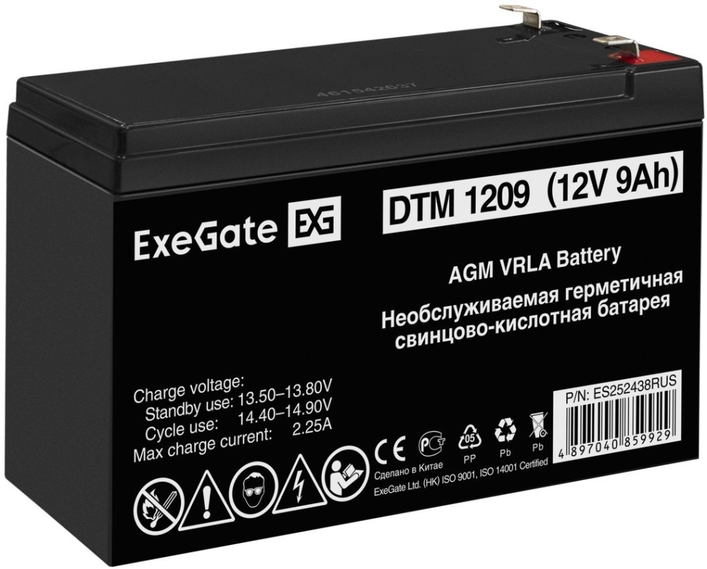 Батарея Exegate ES252438RUS DTM 1209/EXS1290 (12V 9Ah 1234W) клеммы F1