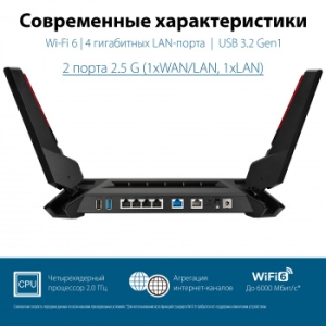  ASUS ROG GT-AX6000  802.11b/g/n/ac, ax,  1148 + 4804/c, 2,4 + 5 , 8 , USB, GBT