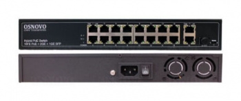 Коммутатор PoE коммутатор FE, 16 *10/100 Base-T с PoE, 2 x GE Uplink (RJ45), 1 x GE SFP Uplink, мощн