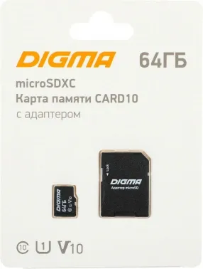   microSDXC 64Gb Class10 Digma CARD10 + adapter