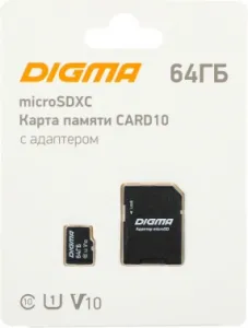   microSDXC 64Gb Class10 Digma CARD10 + adapter