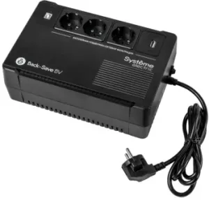  Systeme Electri Back-Save, 800VA/480W, 230V, Line-Interactive, AVR, 3xSchuko, USB charge(type A