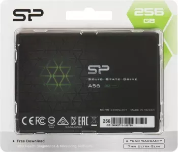SSD  2.5 Silicon Power 256GB A56 <SP256GBSS3A56B25> (SATA3, up to 560/530MBs, 3D TLC, Phi