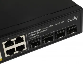  CUDY GS2028PS4-400W 24-Port Layer 2 Managed Gigabit PoE+ Switch with 4 Gigabit Combo Port