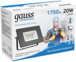   GAUSS 613100320  LED 20W IP65 6500  1/16