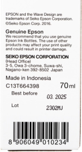  Epson T6643 Magenta (C13T66434A) ,  70 .,  L100/L110/L120/L1300/L200/