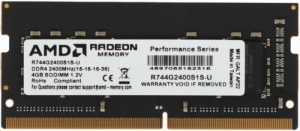   4GB AMD Radeon DDR4 2400 SO DIMM R7 Performance Series Black R744G2400S1S-U Non-ECC, 
