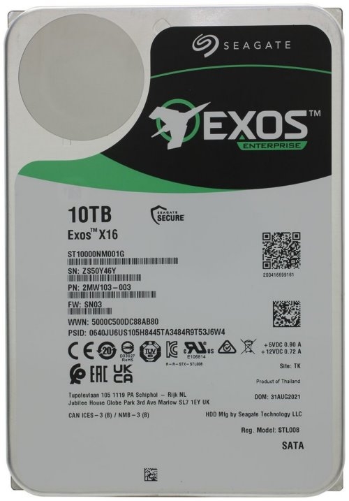   SEAGATE Exos X10 HDD 10Tb Seagate Enterprise Exos X16 512E ST10000NM001G  3.5