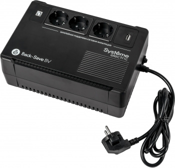  Systeme Electri Back-Save, 400VA/240W, 230V, Line-Interactive, AVR, 3xSchuko, USB charge(type A