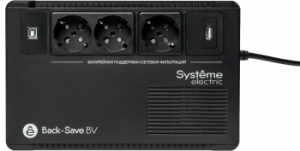  Systeme Electri Back-Save, 400VA/240W, 230V, Line-Interactive, AVR, 3xSchuko, USB charge(type A