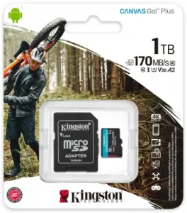   Kingston 1TB microSDXC Canvas Go Plus 170R A2 U3 V30 Card + ADP/ Kingston 1TB microSDXC