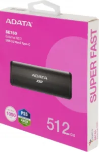   1.8; 512GB ADATA SE760 Black External SSD ASE760-512GU32G2-CBK USB 3.2 Gen 2 Typ