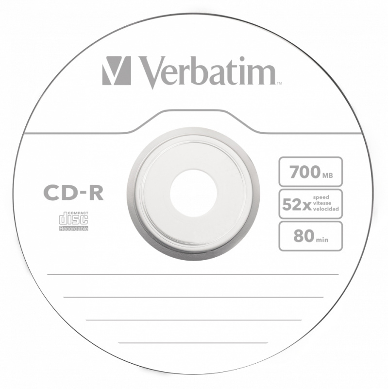  CD-R Verbatim 700Mb 52x Cake Box (100) (43411)