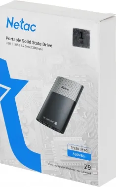  SSD External Netac 1.0Tb Z9 <NT01Z9-001T-32BK> (USB3.2, up to 550/480MBs, 9047.511.5mm,