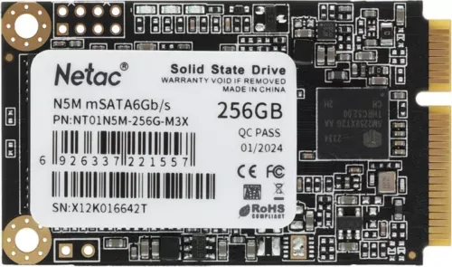  SSD mSATA Netac 256Gb N5M Series <NT01N5M-256G-M3X> Retail (SATA3, up to 540/490MBs, 3D T