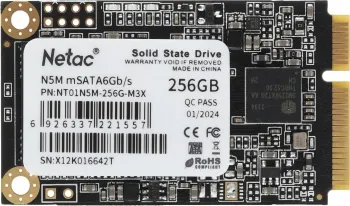  SSD mSATA Netac 256Gb N5M Series <NT01N5M-256G-M3X> Retail (SATA3, up to 540/490MBs, 3D T