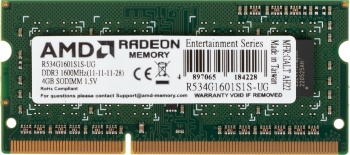  DDR3 4Gb 1600MHz AMD R534G1601S1S-UG RTL PC3-12800 CL11 SO-DIMM 204-pin 1.5