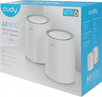  Mesh  Cudy M1800 (M1800 2-PACK) AX1800 10/100/1000BASE-TX/Wi-Fi  (.:2)