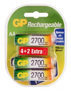  GP Rechargeable 2700AAHC4/2 AA NiMH 2700mAh (6) 