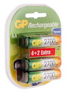  GP Rechargeable 2700AAHC4/2 AA NiMH 2700mAh (6) 