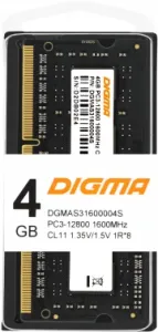   DDR3L 4Gb 1600MHz Digma DGMAS31600004S RTL PC3-12800 CL11 SO-DIMM 204-pin 1.35 s
