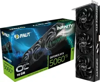  Palit PCI-E 5.0 RTX5060Ti INFINITY 3 OC NVIDIA GeForce RTX 5060TI 16Gb 128bit GDDR7 2407/