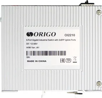  ORIGO Unmanaged Industrial Switch 8x1000Base-T, 2x1000Base-X SFP, Surge 4KV, -40 to 75C